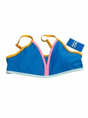DSG Girls Bikini Top Blue Pink Colorblock NWT